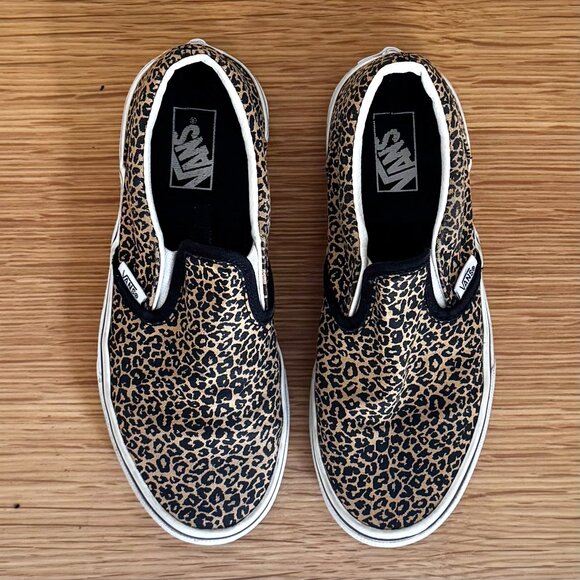 VANS KIDS GIRL CLASSIC SLIP ON LEOPARD PRINT 3Y SKATER SHOE SNEAKER ANIMAL PRINT - Picture 1 of 8